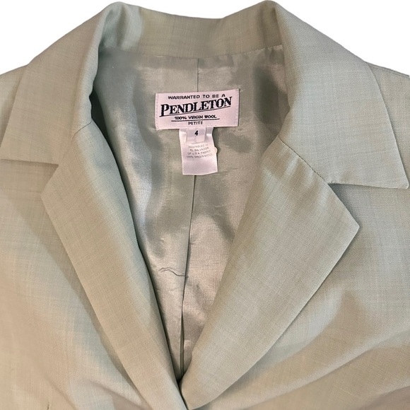 VTG Pendleton Women’s 100% Virgin Wool Green Blazer Jacket ~ Like New ~ Sz 4 - Picture 7 of 9